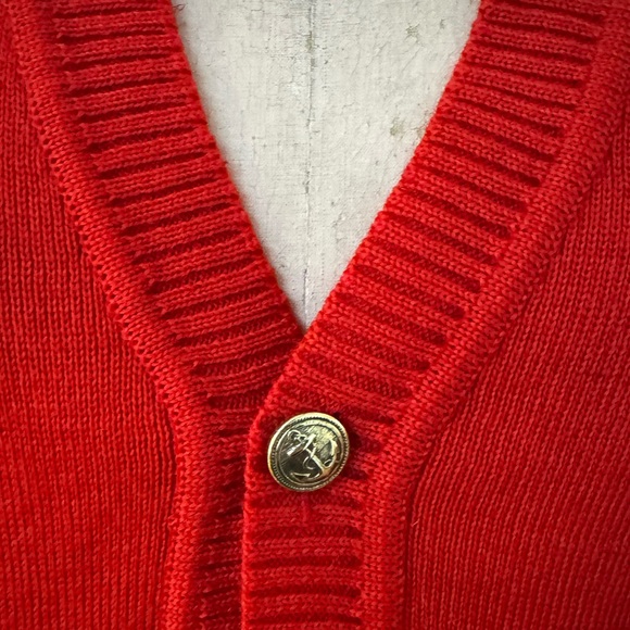 vintage deadstock ARMOR-LUX red wool cardigan made in France SMALL - Picture 3 of 9
